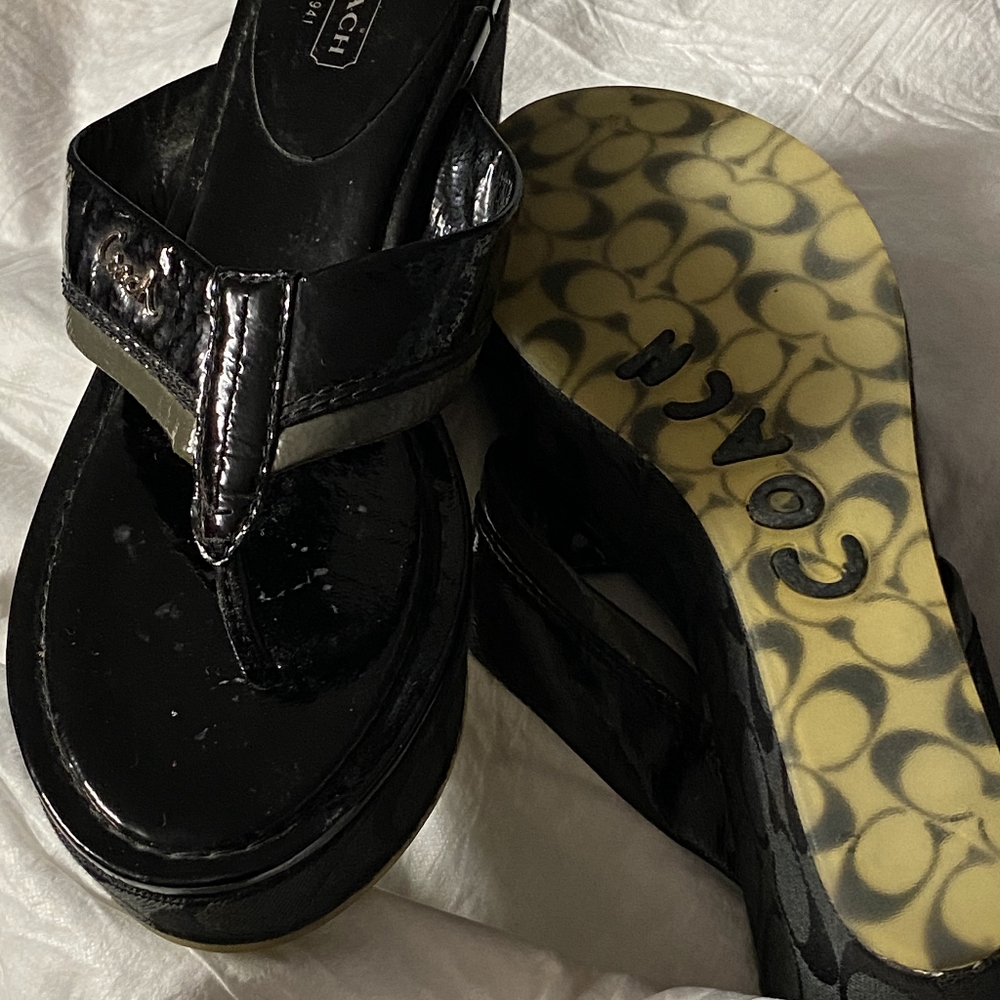 Coach wedge sandals size 8 never wore